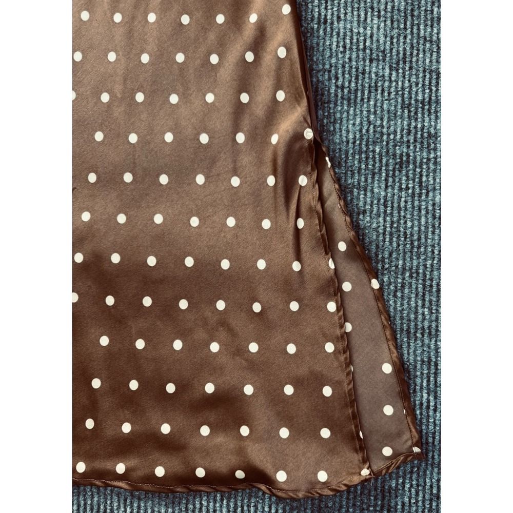 Vintage Japna Y2K Brown Polka Dot Slip Dress Satin Midi S Babydoll Grunge Forest - Picture 8 of 12